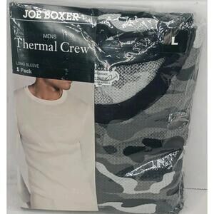 Vtg Men's JOE BOXER Long Sleeve THERMAL CREW ~ Size: Large / BLACK CAMO New